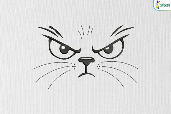 Angry Cat Face: A Playful Punch for Embroidery Sellers