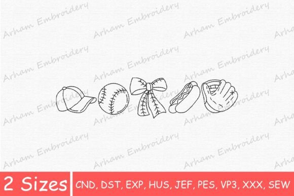 Baseball Sketch Elements for Creative Embroidery
