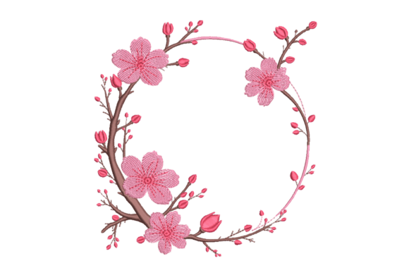 Cherry Blossom Wreath Frame – A Versatile Embroidery Design for Etsy Sellers