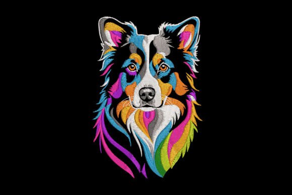 Colorful Border Collie Dog Embroidery Design Review