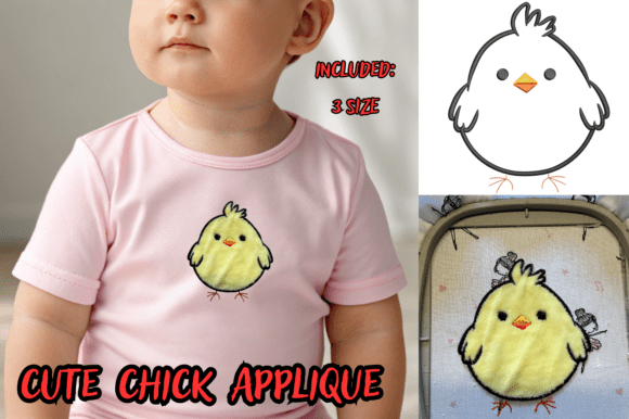 Cute Chick Applique: A Cheerful Embroidery Design for Small Business Merch