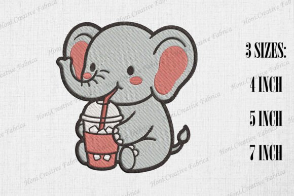 Cute Elephant Loves Iced Coffee Embroidery Review