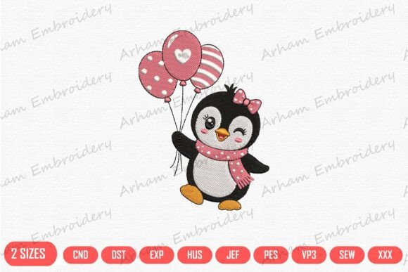 Cute Penguin with Balloons: A Joyful Touch for Handmade Gifts