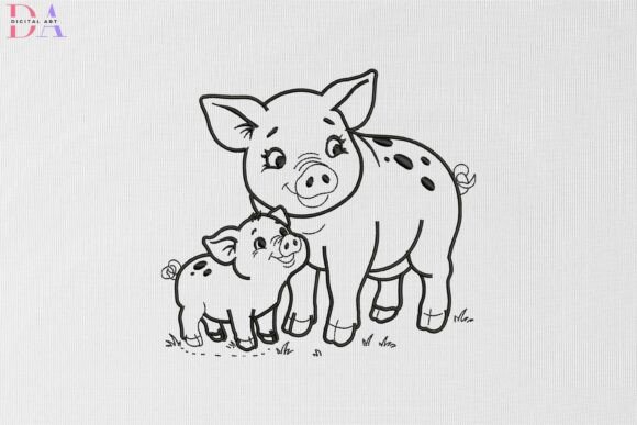 Cute Pig Family: A Seasonal Embroidery Charm for Holiday Crafts