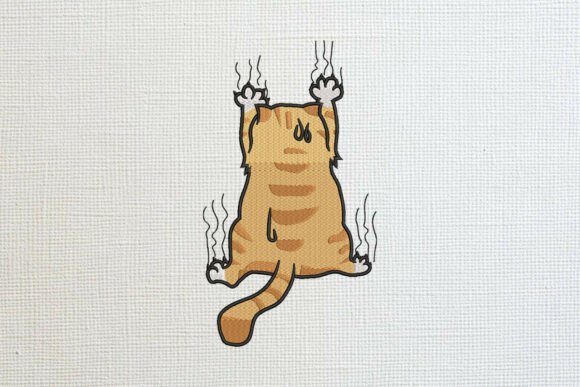 Funny Clinging Orange Cat Embroidery Review