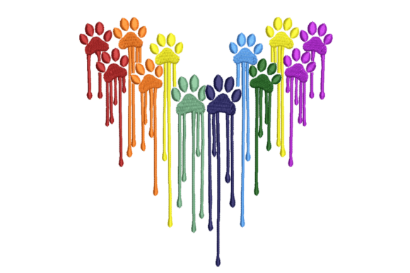 Rainbow Dripping Paw Print Heart Review for Holiday Embroidery
