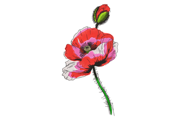 Red Poppy Flower: A Moody, Elegant Embroidery Design for Personalized Gifts