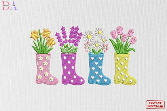 Spring Floral Rain Boot Bouquet Review for Seasonal Embroidery Sellers