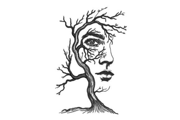 Tree Face Art – Abstract Sketch Review for Gift Embroidery