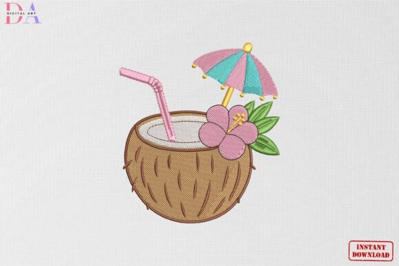 Tropical Coconut Drink Summer Beach Embroidery Review